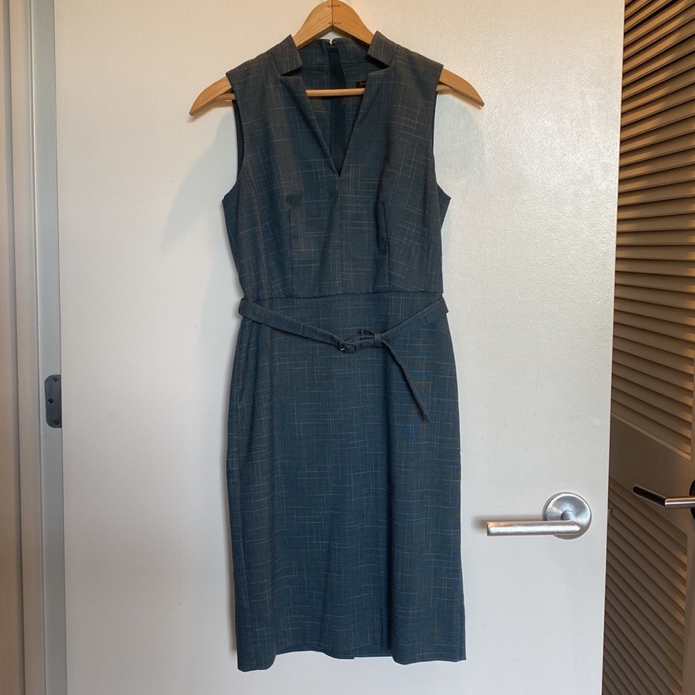 Ann Taylor Belted V-Neck Sheath Dress